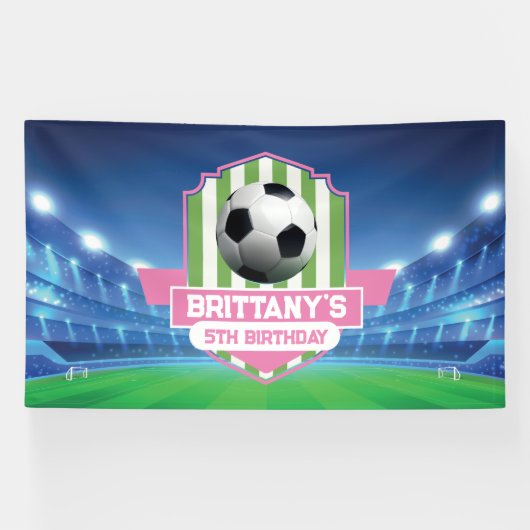 Soccer Girly Birthday banner backdrop 横断幕 (横)