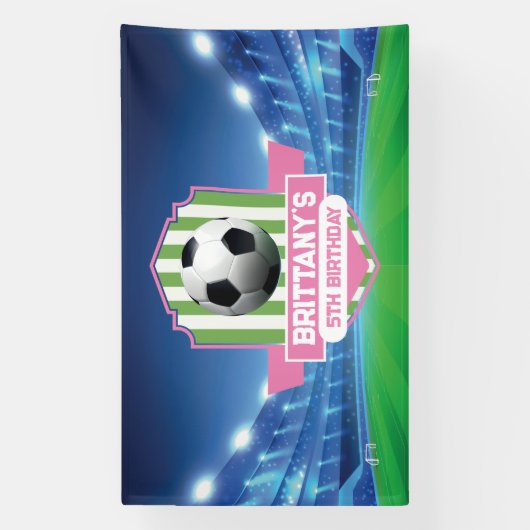 Soccer Girly Birthday banner backdrop  横断幕 (縦)