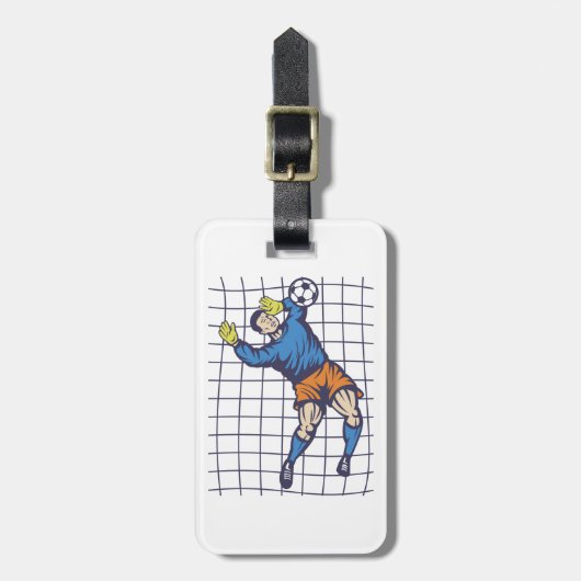 Soccer Goalkeeper Diving Save ラゲッジタグ (正面縦)