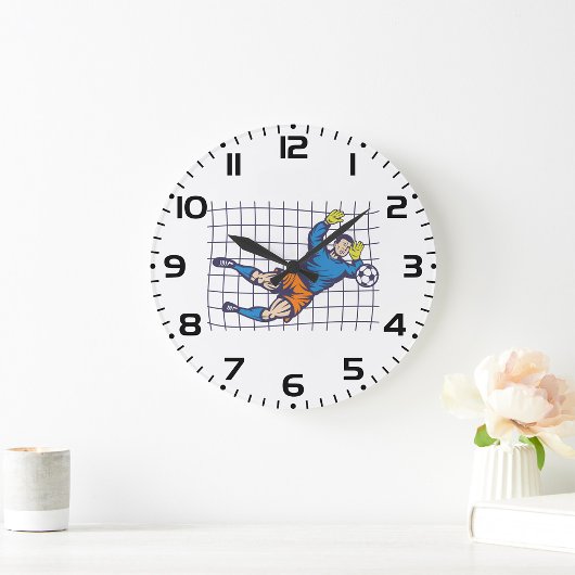 Soccer Goalkeeper Diving Save ラージ壁時計