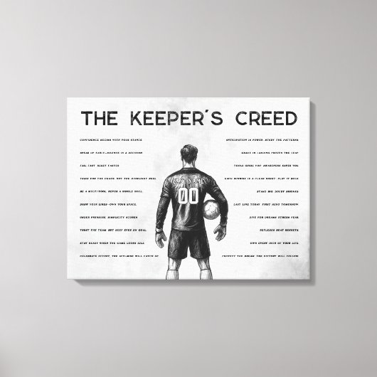 Soccer Goalkeeper Personalized Keeper's Creed キャンバスプリント (正面)
