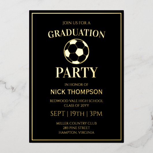 Soccer Graduation Party 箔招待状 (正面)