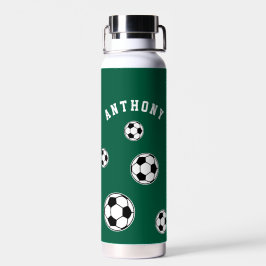 Soccer Green Personalised Kids Back to School ウォーターボトル