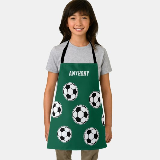 Soccer Green Personalised Kids Back to School エプロン (インサイチュ)