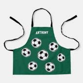 Soccer Green Personalised Kids Back to School エプロン (正面)