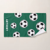 Soccer Green Personalised Kids Back to School ハンドタオル (ハンドタオル)