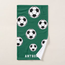 Soccer Green Personalised Kids Back to School ハンドタオル