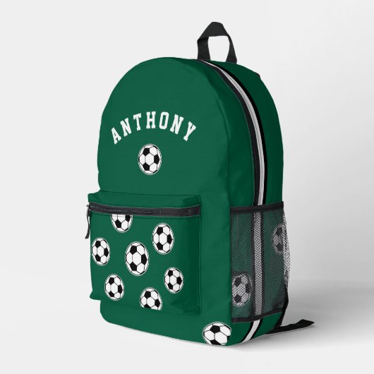 Soccer Green Personalised Kids Back to School プリントバックパック (裏面右端)