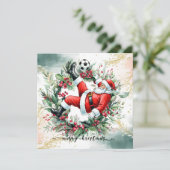 Soccer Happy Holidays  Santa playing soccer シーズンカード (スタンド正面)