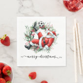 Soccer Happy Holidays  Santa playing soccer スタンダードランチョンナプキン (インサイチュ)