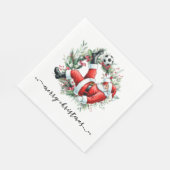 Soccer Happy Holidays  Santa playing soccer スタンダードランチョンナプキン (角)