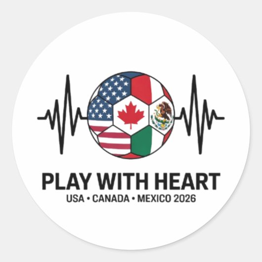 Soccer Heartbeat USA Canada Mexico 2026 ラウンドシール (正面)