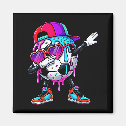 Soccer Ice Cream Drip Dabbing Sprinkles Srts Boys  マグネット (正面)