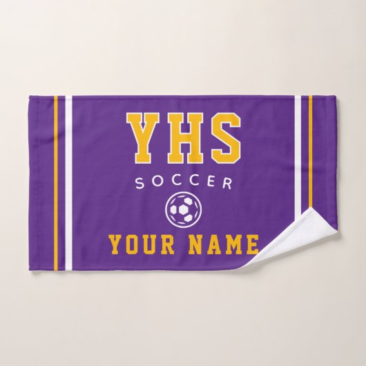 Soccer Icon, Custom Name & School, Team Gift Hand ハンドタオル (ハンドタオル)