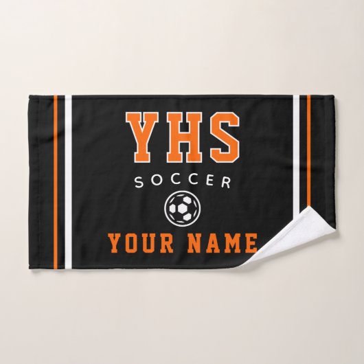 Soccer Icon, Custom Name & School, Team Gift Hand ハンドタオル (ハンドタオル)