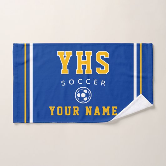 Soccer Icon, Custom Name & School, Team Gift Hand ハンドタオル (ハンドタオル)