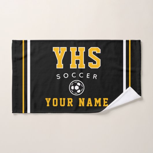 Soccer Icon, Custom Name & School, Team Gift Hand ハンドタオル (ハンドタオル)