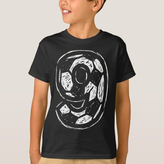 Soccer Jersey Number 9 Sketched Soccer Ll Style Sp Tシャツ (正面)