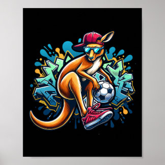 Soccer Kangaroo Urn Street Style With Cap And Shad ポスター