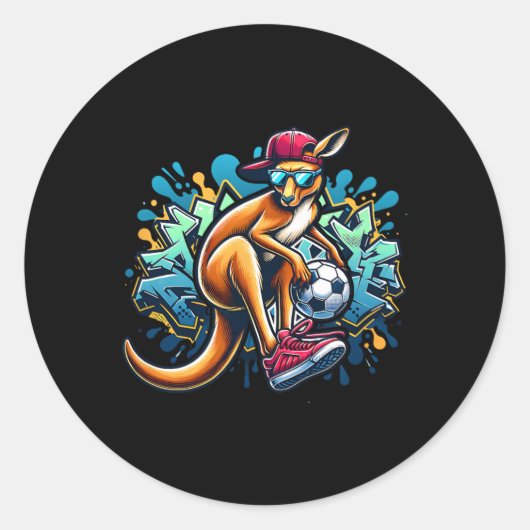Soccer Kangaroo Urn Street Style With Cap And Shad ラウンドシール (正面)