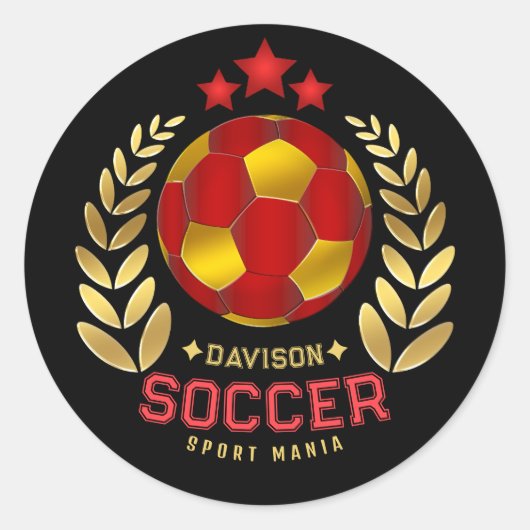 Soccer Lover Gifts | Vibrant Red Custom Logo ラウンドシール (正面)