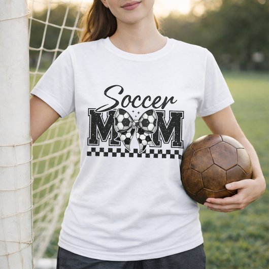 Soccer Mom Checkered Bow Tシャツ