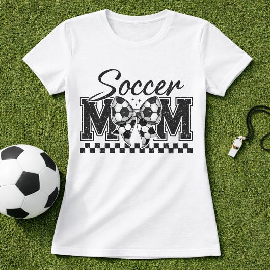 Soccer Mom Checkered Bow Tシャツ