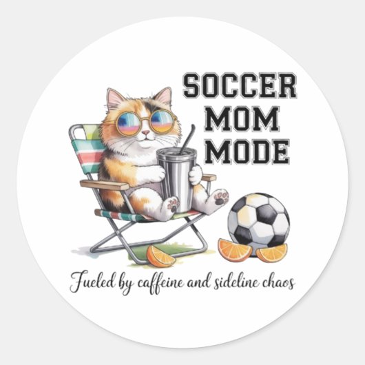 Soccer Mom Mode Cat Sticker - Funny Sideline Chaos ラウンドシール (正面)