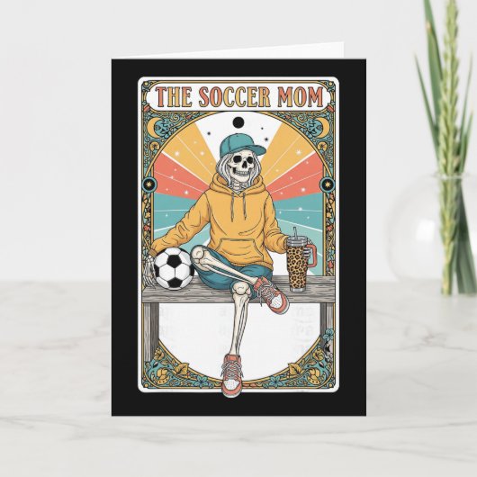 Soccer Mom Tarot Card Skeleton Coffee Byll Sidelin カード (正面)