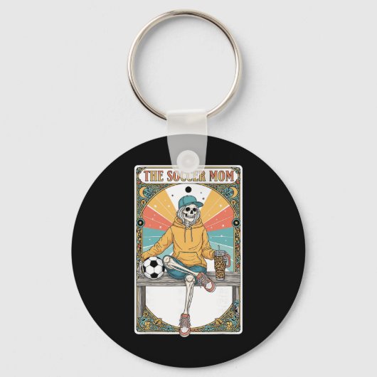 Soccer Mom Tarot Card Skeleton Coffee Byll Sidelin キーホルダー (正面)