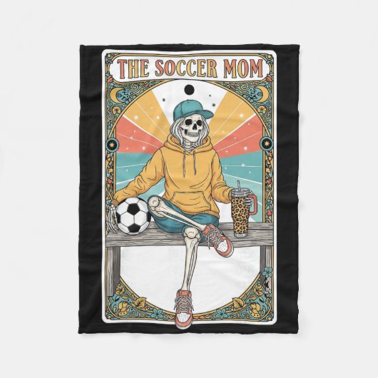 Soccer Mom Tarot Card Skeleton Coffee Byll Sidelin フリースブランケット (正面)