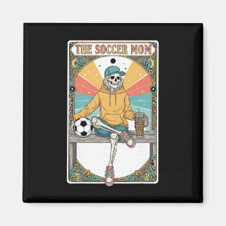 Soccer Mom Tarot Card Skeleton Coffee Byll Sidelin マグネット