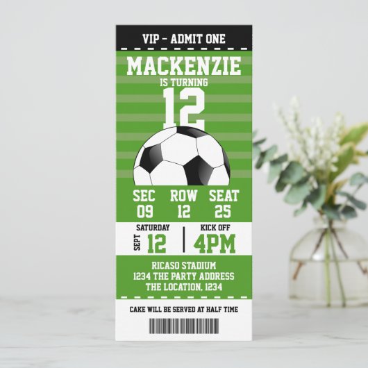 Soccer Novelty Ticket Personalized 招待状 (スタンド正面)