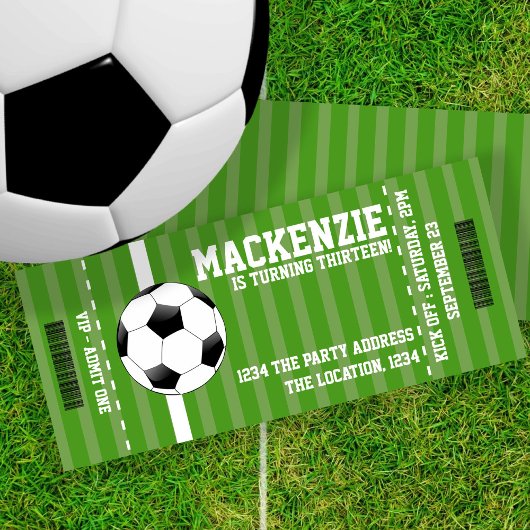 Soccer Novelty Ticket Personalized 招待状