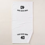 Soccer Personalized Black and White Towel  バスタオル (バスタオル)