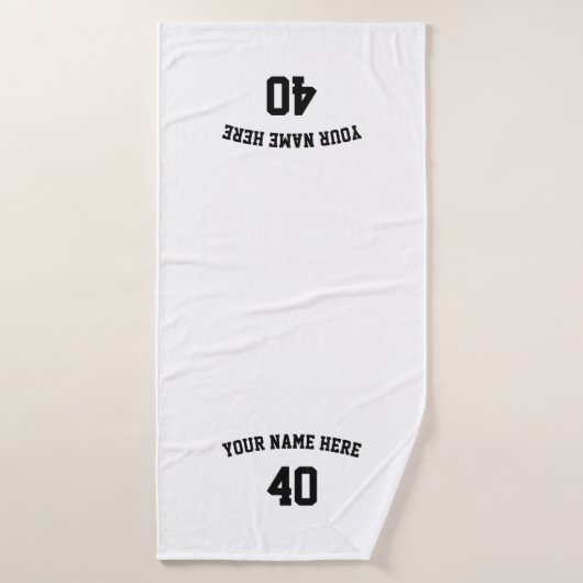 Soccer Personalized Black and White Towel  バスタオル (バスタオル)