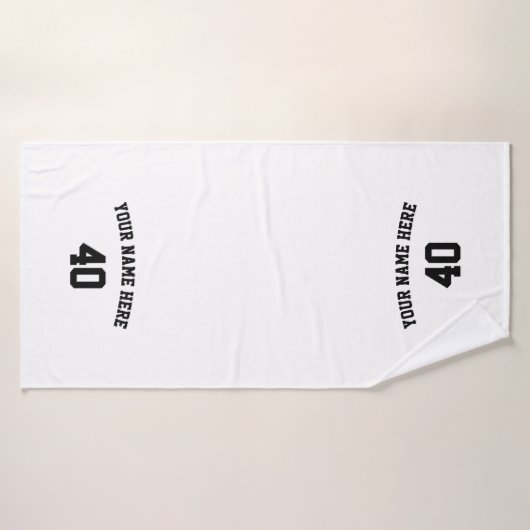 Soccer Personalized Black and White Towel  バスタオル (バスタオル)