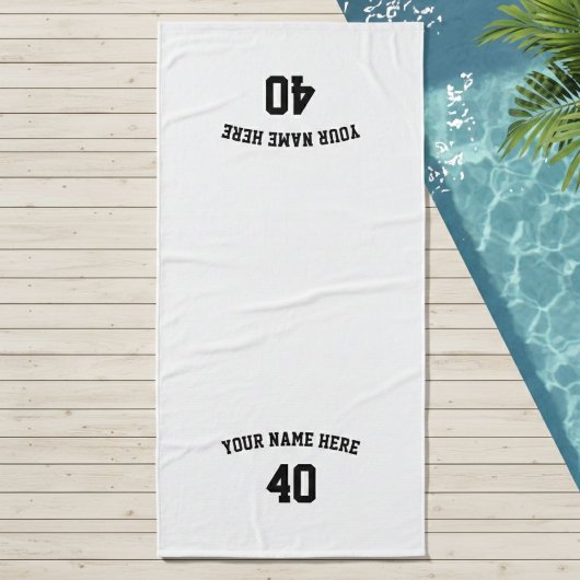 Soccer Personalized Black and White Towel  バスタオル