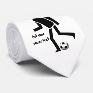 Soccer player and ball custom black white tie ネクタイ