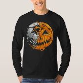 Soccer Player Halloween Pumpkin Skeleton Hallows'  Tシャツ (正面)