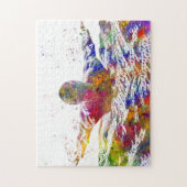 Soccer player in watercolor ジグソーパズル (縦)