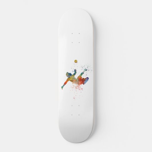 Soccer player in watercolor スケートボード (正面)