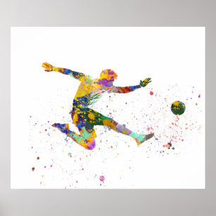 Soccer player in watercolor ポスター