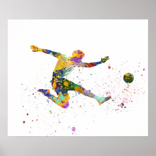 Soccer player in watercolor ポスター (正面)