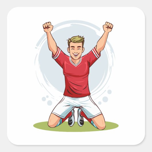 Soccer player man スクエアシール (正面)