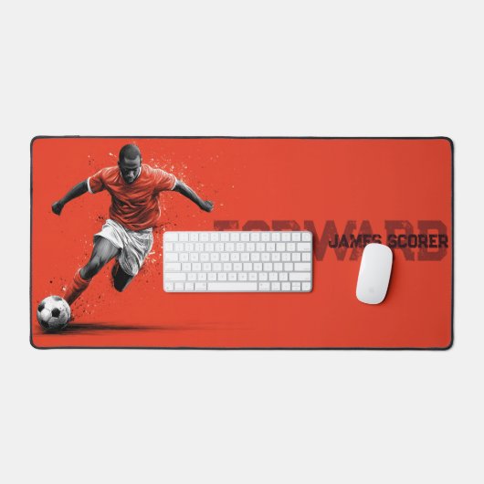 Soccer Player on Red Background デスクマット (キーボード&マウス)