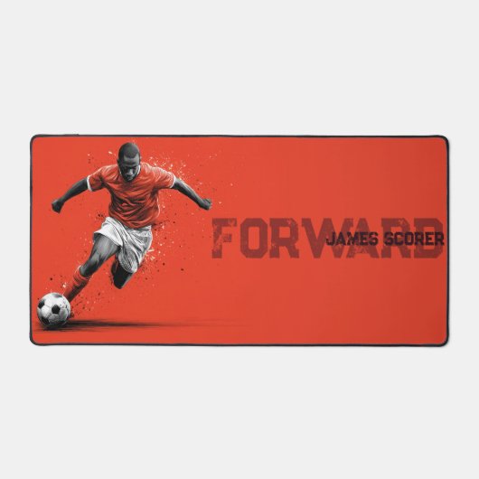 Soccer Player on Red Background デスクマット (正面)
