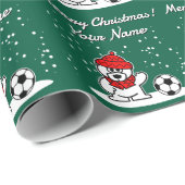 Soccer player polar bear cartoon kid's Christmas ラッピングペーパー (ロールコーナー)