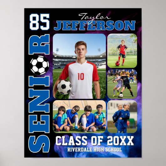 Soccer Player Sports Senior Night Photo Collage ポスター (正面)