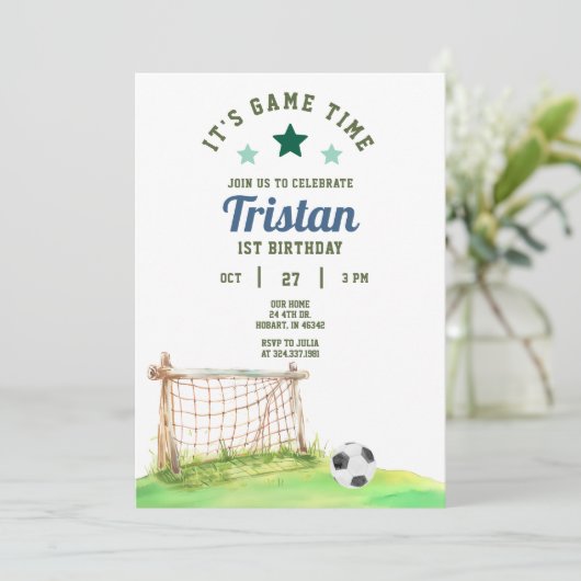 Soccer Rookie 1st Birthday Invitation 招待状 (スタンド正面)